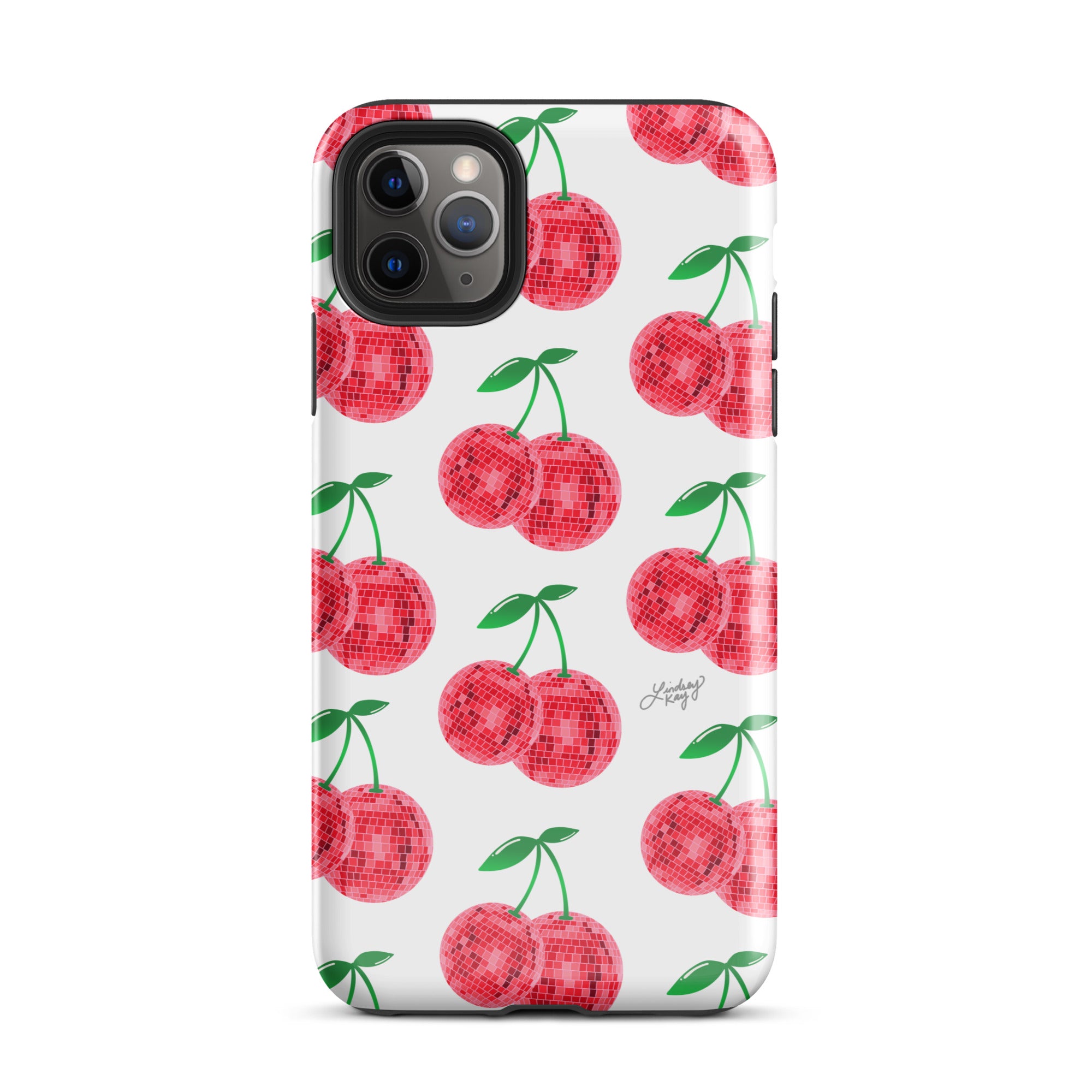 Patrón de cerezas disco rojas - Funda resistente para iPhone®